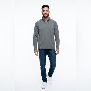 Tommy Bahama Mens Sweater Size XXL Long Sleeve 1/4 Zip Gray